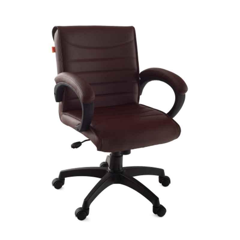 Da URBAN Willard Brown Mid Back Revolving Leatherette Ergonomic Chair for Home & Office