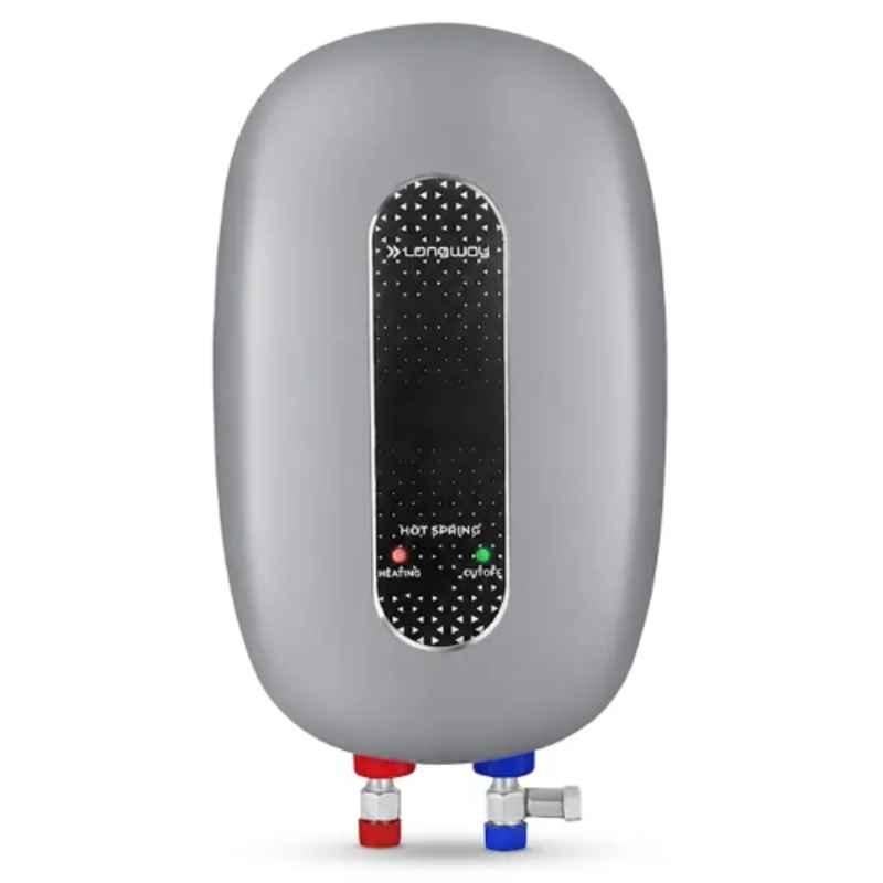 Longway Hotspring 3 Litre 3000W ABS Plastic Grey Automatic Instant Water Heater withMultiple Safety System, Rust-Proof & 5 Years Warranty