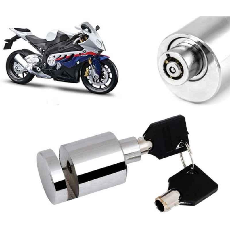 Auto Pearl Stainless Steel Silver Heavy Duty Anti Theft Motorcycle Disc Brake Lock, Lock-097