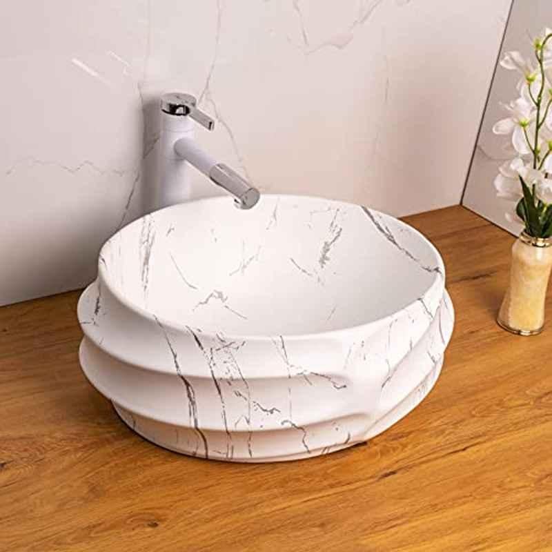 Bassino Art 45.5x38.5x17cm Ceramic White Wash Basin, ZX_006