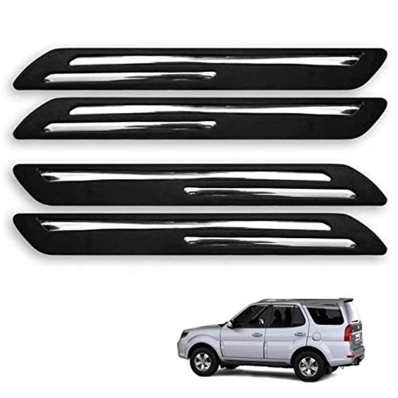 Kozdiko 4 Pcs Rubber Black Double Chrome Strips Car Bumper Protector Guard Set for Tata Safari & Grand Dicor