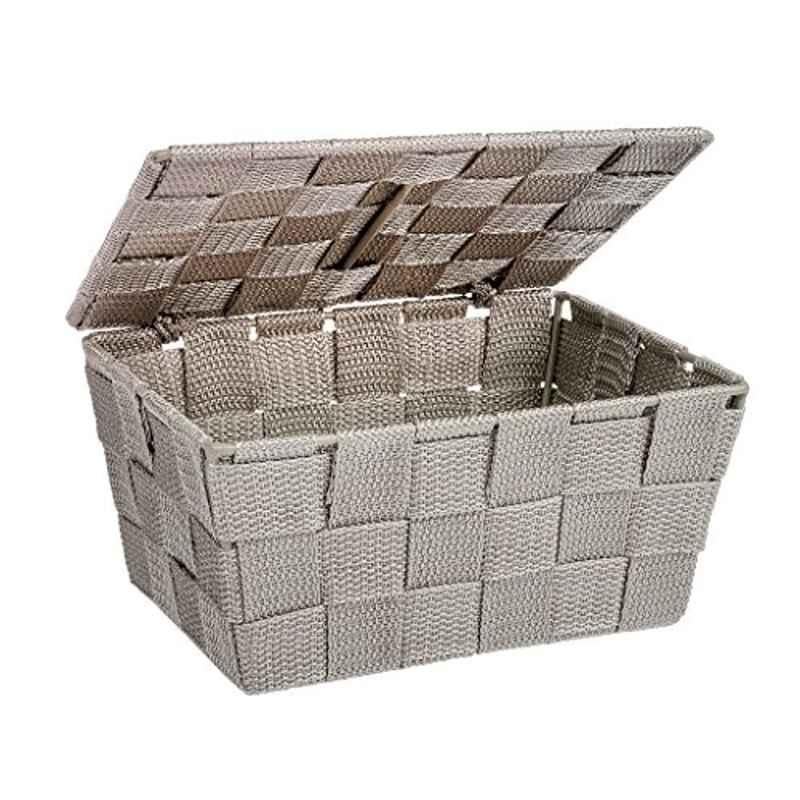 Wenko Adria Polypropylene Taupe Storage Basket With Lid, 22575100