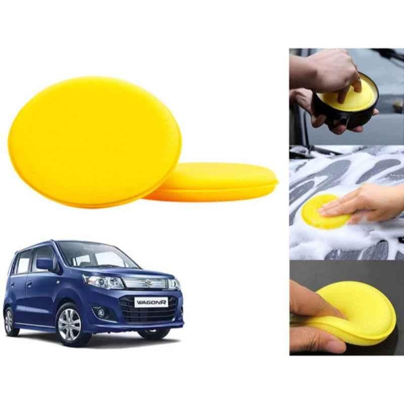 Auto Pearl Polyurethane Beige Washing & Waxing Polish Foam Sponge for WagonR 2014-2018 (Pack of 2)