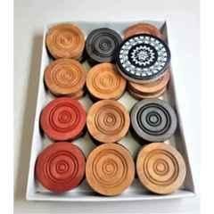GLS Super Champion Wooden Carrom Coins with Striker for All Age Group (Pack of 24)