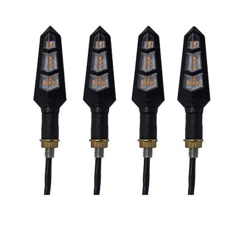 A4S 4 Pcs PVC & Plastic Amber Front & Rear LED Indicator Light Set for Bajaj Discover 125