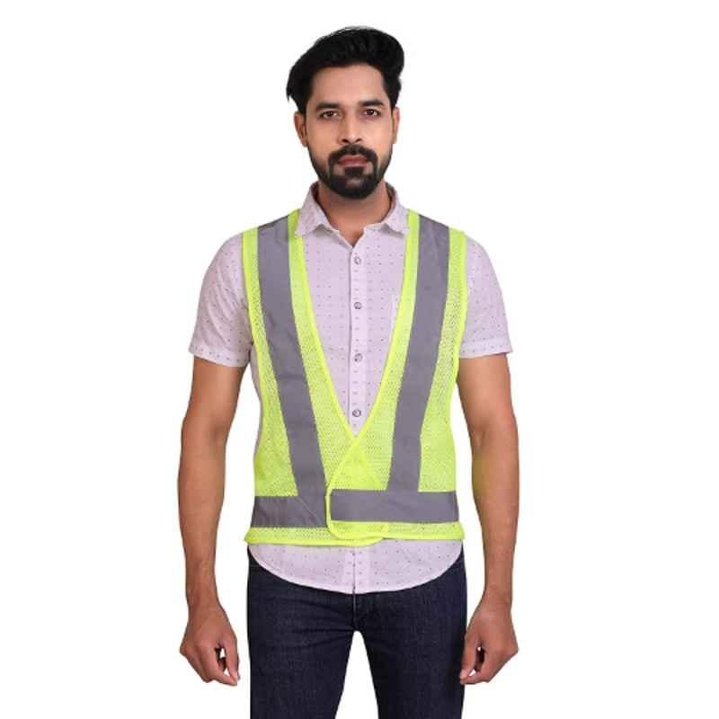 ReflectoSafe Spectra High Visibility Reflective Adjustable Green Polyester Safety Jacket, Size: L (Pack of 5)