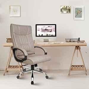 Rose Lio Leatherette Ivory High Back Executive Chair
