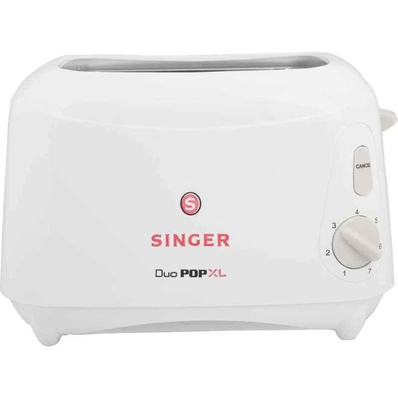Singer Duo POP XL 800W Plastic White 2 Slice Pop-up Bread Toaster