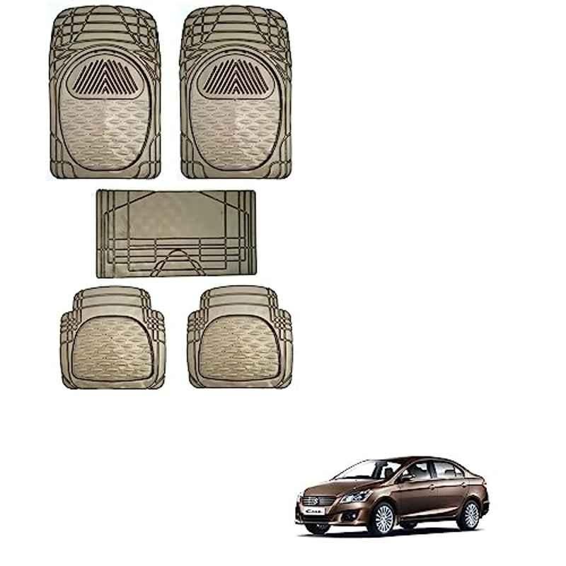 Kozdiko 5 Pcs 6205 Smoke PVC Rubber Car Foot Mat Set for Maruti Suzuki Ciaz