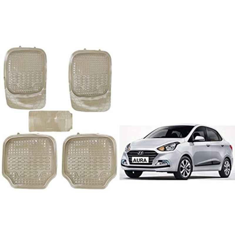 Kozdiko 5 Pcs 4G Beige Rubber & PVC Heavy Car Foot Mat Set for Hyundai Aura, koz_80966