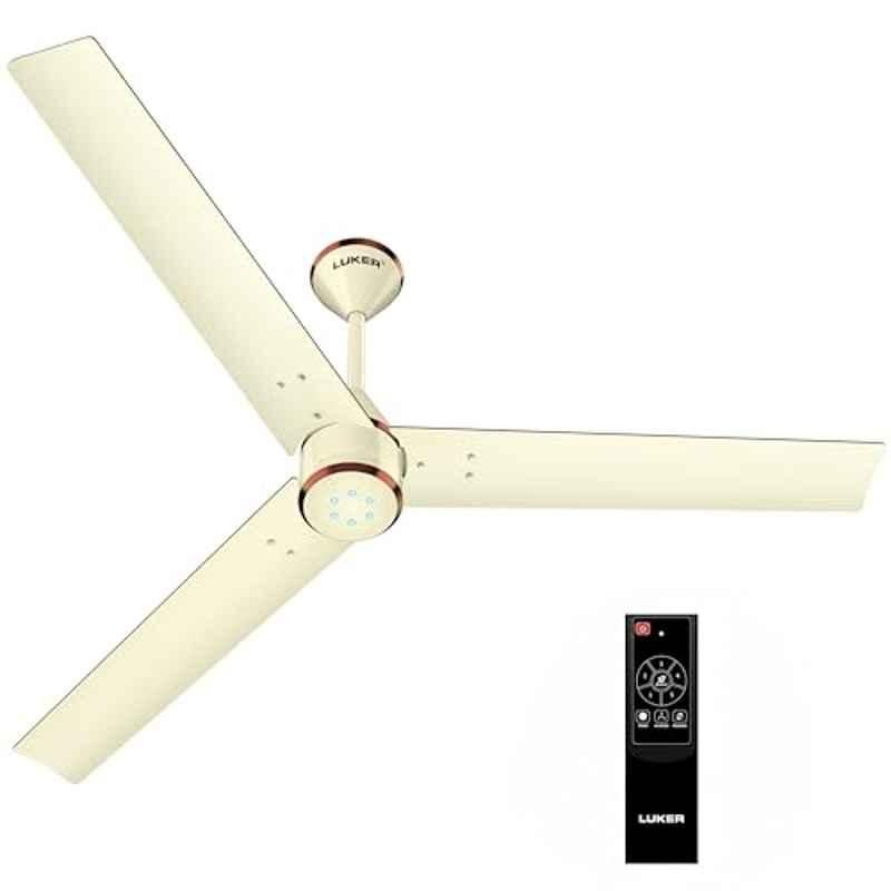 Luker Crown 32W 350rpm Ivory & Copper 5 Star 3 Blade BLDC Ceiling Fan with Remote & 3 Years Warranty, Sweep: 1200 mm