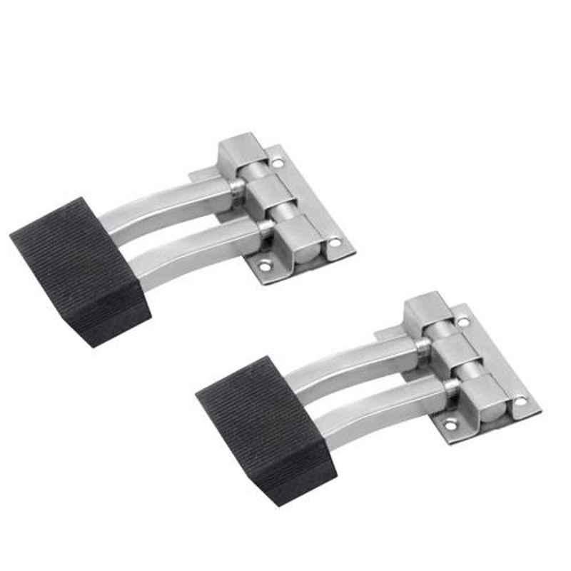 Nixnine 3 inch Stainless Steel Double Floor Door Stopper with Rubber Tip, SQR_DBL_A-520_2PS (Pack of 2)