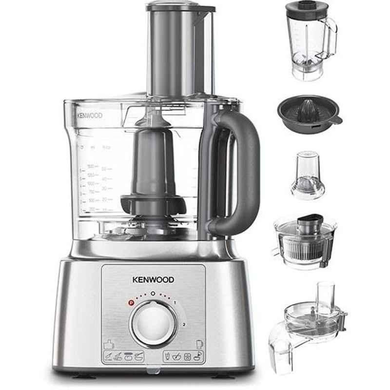 Kenwood 3L 1000W Silver Multi-Functional Food Processor with Stainless Steel Disks Blender, FDP65.880SI