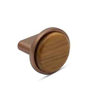 Plantex Knobs for Drawer/Round Drawer Knobs/Knobs for Cabinets/Pull-Push Knobs for Kitchen/Bedroom Drawer Small, Rose Gold & Wood