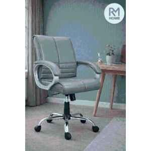 RM HOME Veltor Classic Leather Medium Back Grey Executive Chair