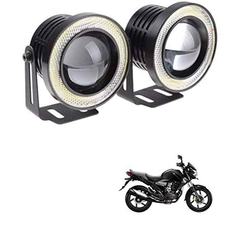 Kozdiko 2 Pcs 15W 3.5 inch High Power White LED Projector COB Fog Light Set with White Angel Eye Ring for Honda CB Unicorn, koz_88194