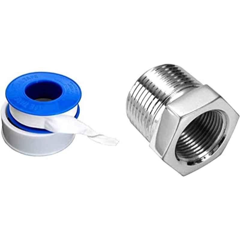 Reliable Electrical 3/4x1/2 inch Chrome Plated Reducer Bushing Teflon Tape
