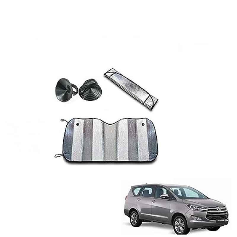 Kozdiko Aluminium Foil UV Protection Silver Windshield Sun Shade for Toyota Innova Crysta