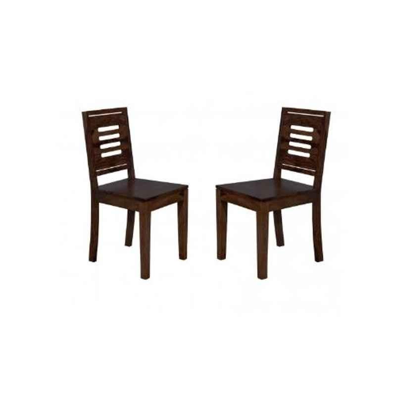 Angel Furniture 2 Pcs 39x18x18 inch Walnut Semi Glossy Finish Wood Sitting Chair Set, AC-14
