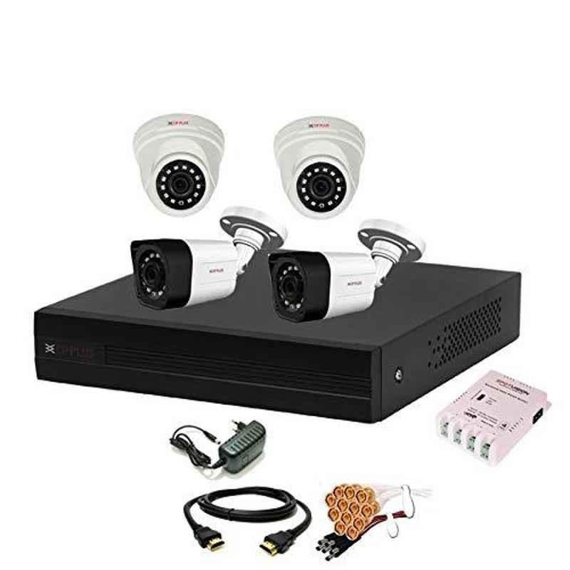 CP Plus 2.4MP 2 Pcs Outdoor, 2 Pcs Indoor White & Black Camera & 4 Channel DVR Kit with All Accessories, 4CHDVR-2B-2D-34
