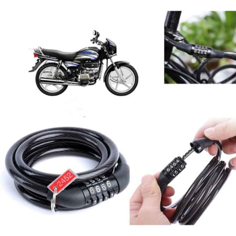 Auto Pearl PVC & Plastic Black Combination Cable Lock for Splendor Pro, 694
