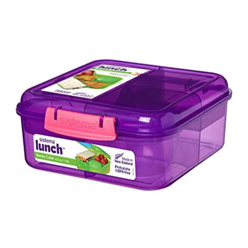 Sistema 1.25L Plastic Purple Bento Cube Lunch Box, 41685