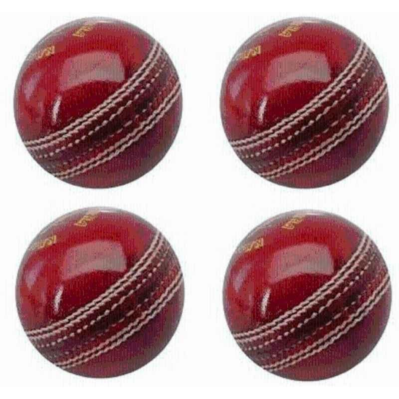 Matrica Leather Standard Red Professional Grade Impact Cricket Ball for Club Play(Pack of 4)