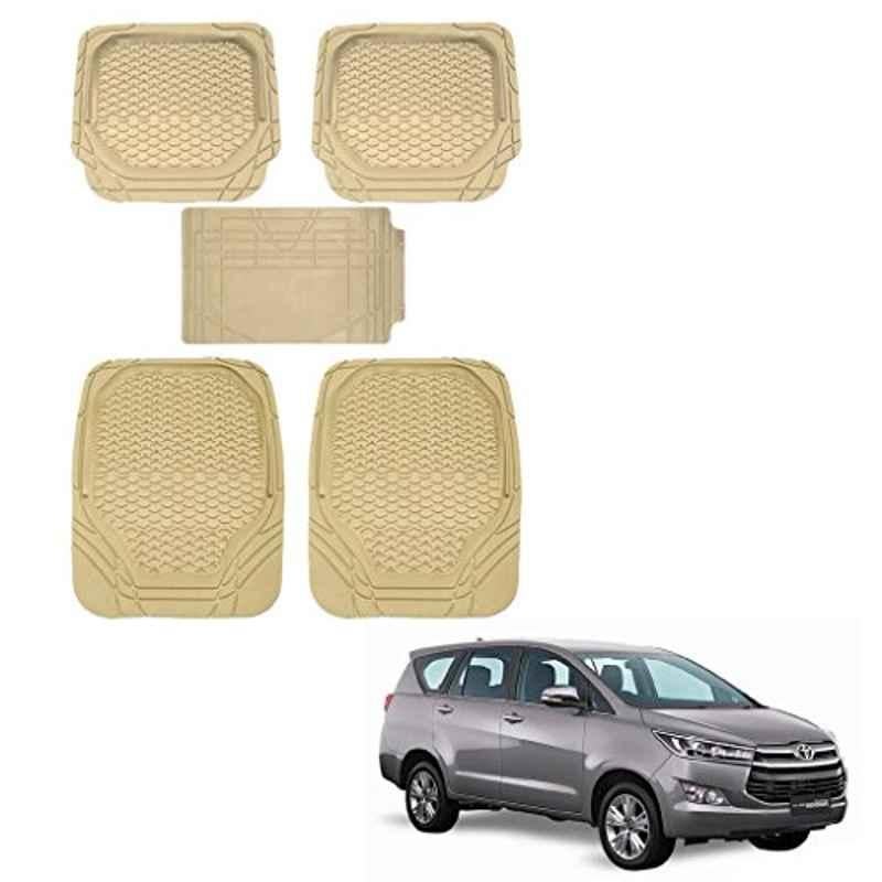 Kozdiko 5 Pcs 8855TW Beige Car Foot Mat Set for Toyota Innova Crysta, koz_27799