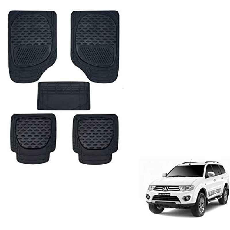 Kozdiko 6255 5 Pcs Rubber & PVC Black Heavy Car Foot Mat Set for Mitsubishi Pajero Sport