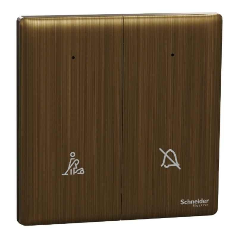 Schneider Electric Unica X 16A 250V 2 Gangs Antique Brass Switch with DND & PCU Symbol, NUX32DMS_AB