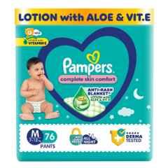 Pampers 76 Pcs All Round Protection Baby Diaper Packet with Aloe Vera & Vitamin E, Size: Medium