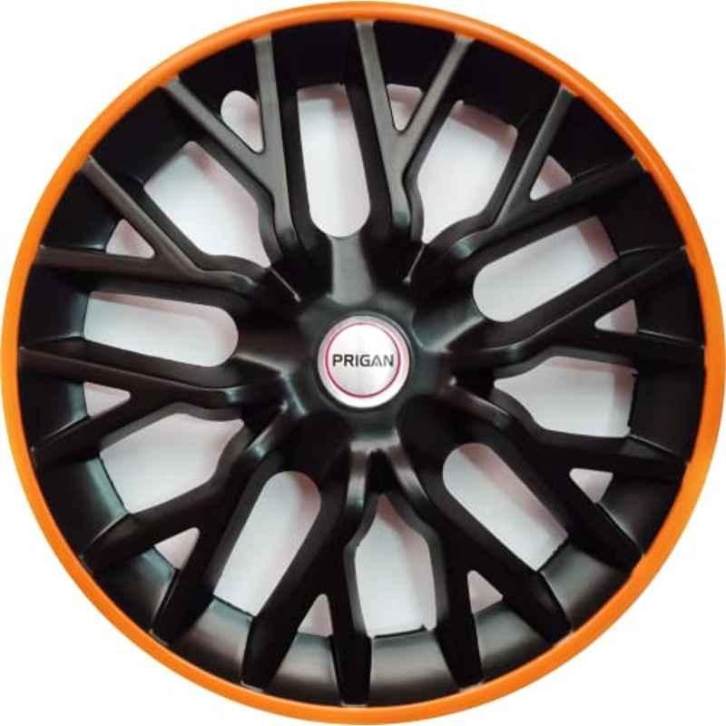 Prigan 4 Pcs 14 inch Polypropylene Black & Orange Press Fitting Car Wheel Cover Set for Maruti Suzuki Wagon R 2019