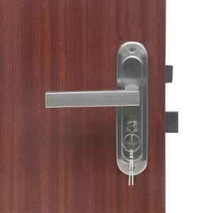 Handle Waala LB201 Stainless Steel Silver Satin Finish Round Plate Heavy Duty Mortise Door Lock Set
