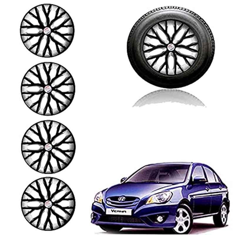Auto Pearl 14 inch ABS Black & Silver Press Type Car Hub Cap Wheel Cover for Verna