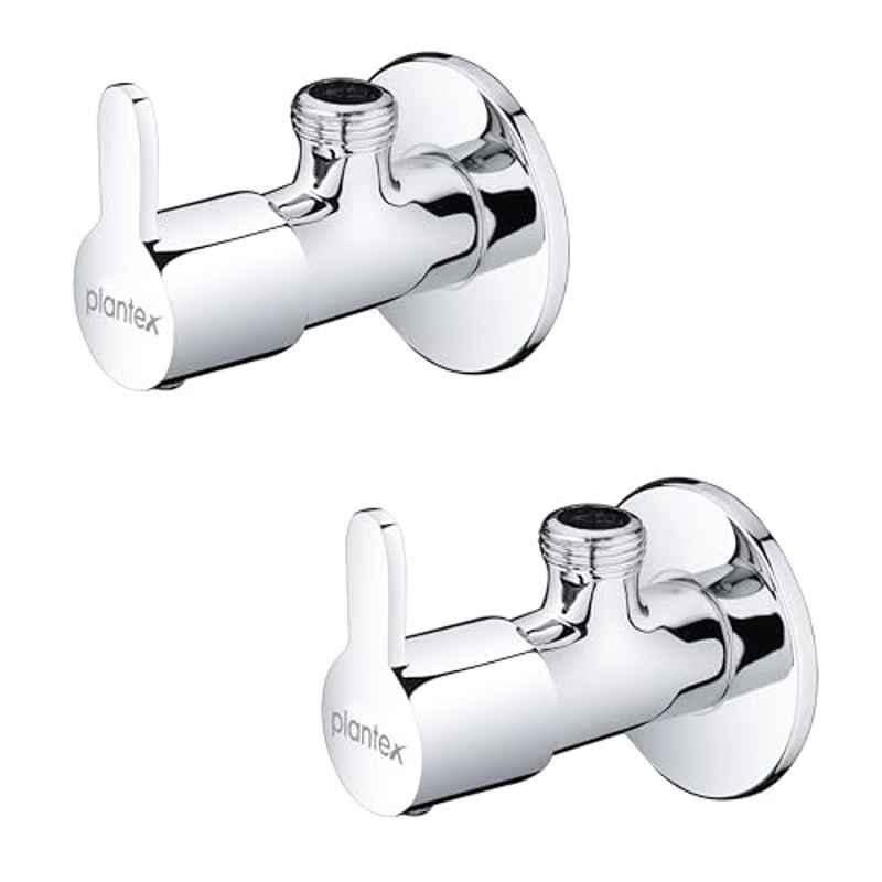 Plantex Pure Brass Chrome Finish Angle Valve with Brass Wall Flange & Teflon Tape for Bathroom/Kitchen/Wash Basin, FLO-805 (Pack of 2)