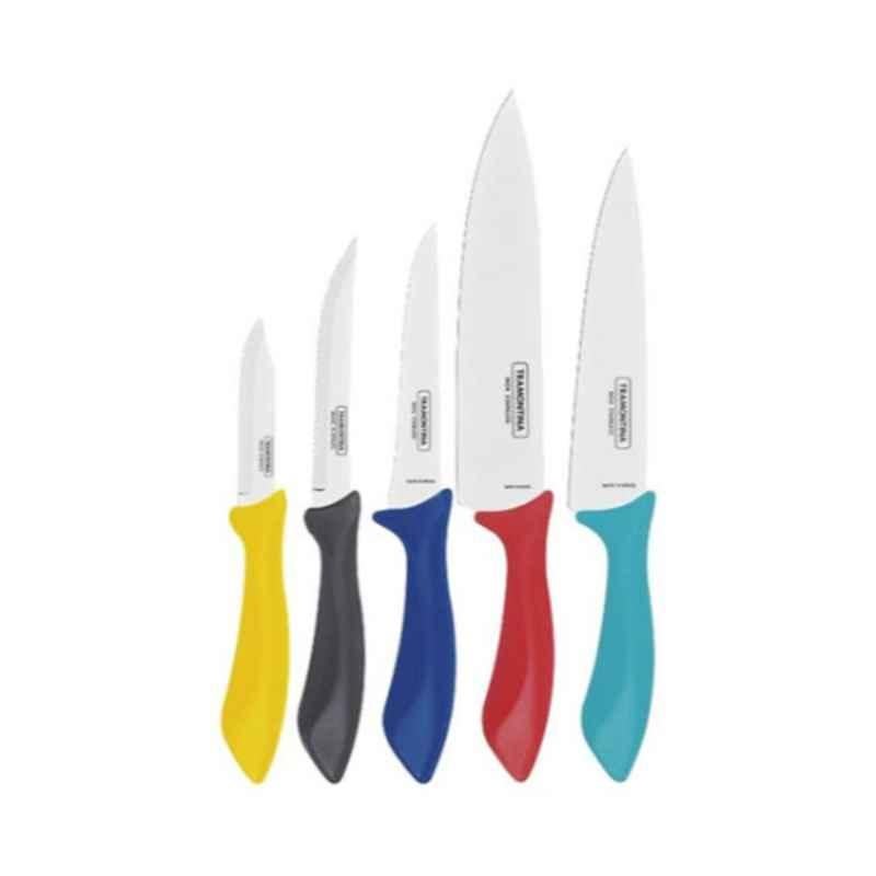 Tramontina 5Pcs 8 inch Stainless Steel Silver & Blue Knife Set, 23699952