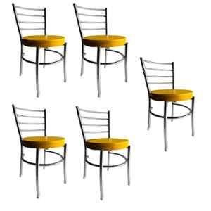 P P Chair Stainless Steel Chrome Finish Yellow Multipurpose Dining Chair (Pack of 5)