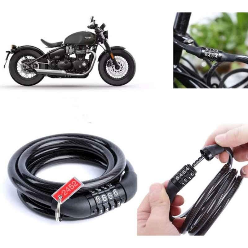 Auto Pearl PVC & Plastic Black Combination Cable Lock for Bonneville Bobber BS6