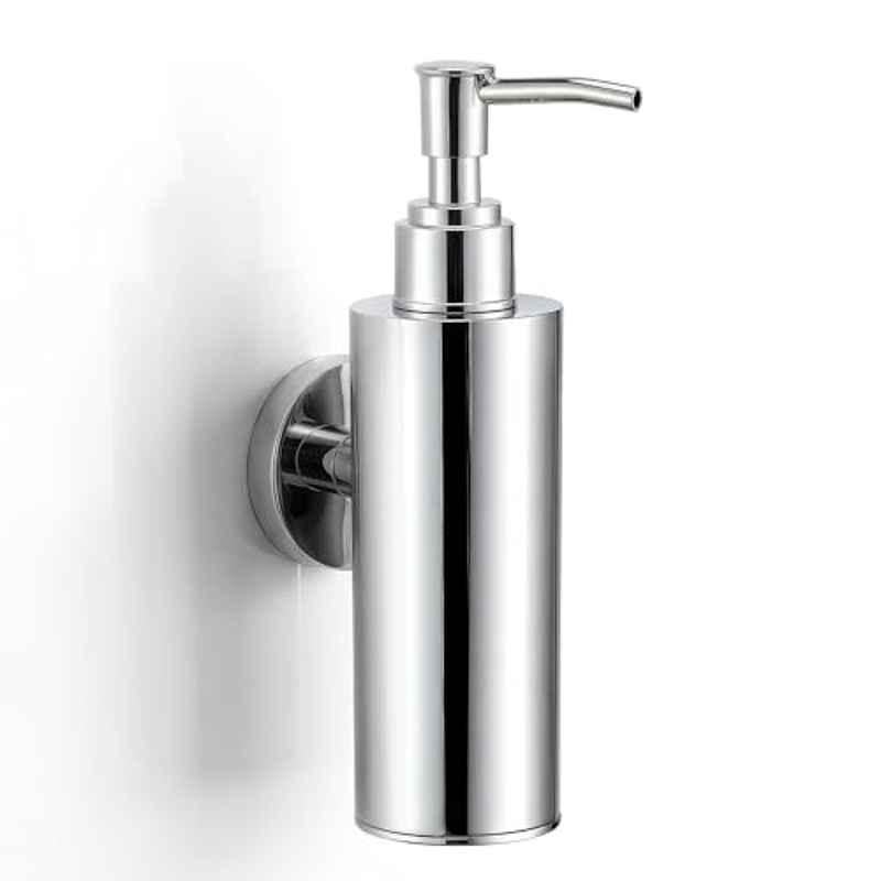 Plantex Liquid Soap Dispenser for Bathroom/304 Grade Stainless Steel Shampoo Dispenser/Round Hand Wash Dispense/Bathroom Accessories Regent, Chrome