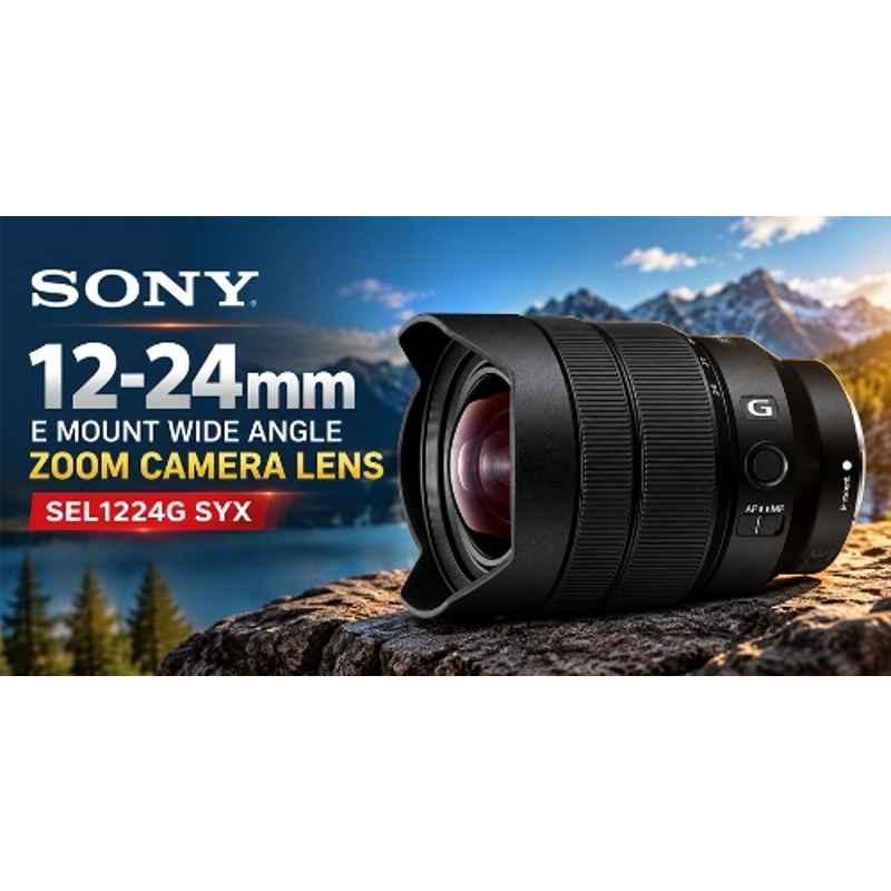Sony SEL1224G 12-24mm Black E Mount Wide Angle Zoom Camera Lens, SEL1224G SYX