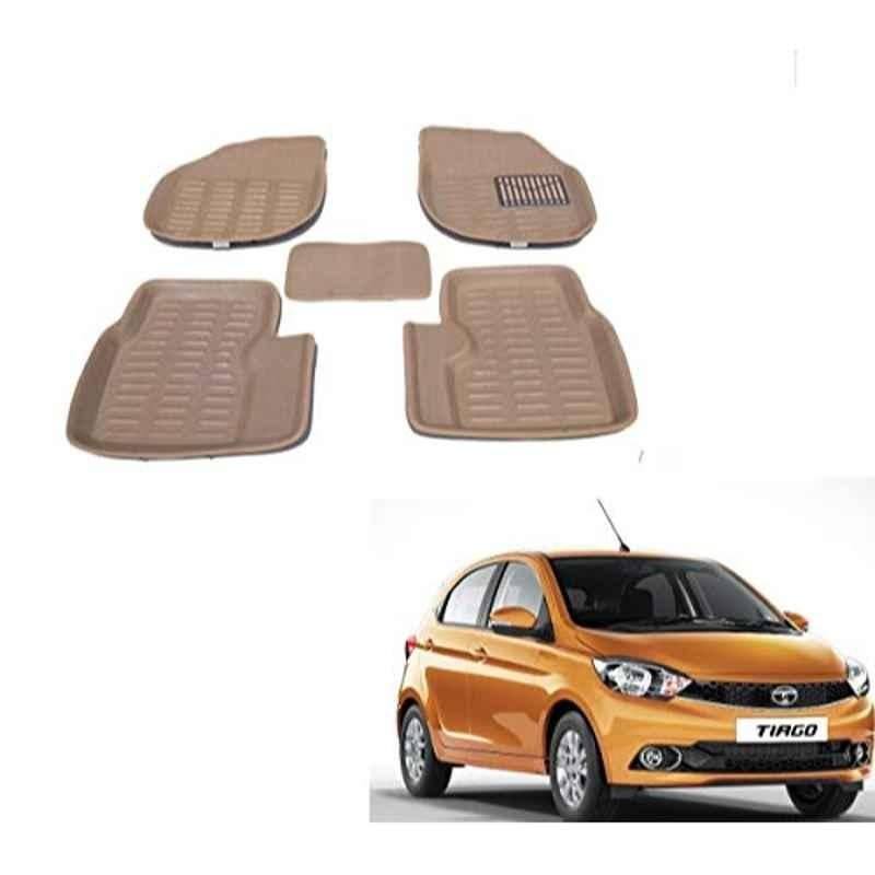 Kozdiko Thermoplastic Elastomer Beige 3D Car Floor Mat Set for Tata Tiago, Koz-88120