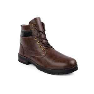 Woakers WK-025-BRN Leather Steel Toe Brown Work Safety Boots, Size: 8