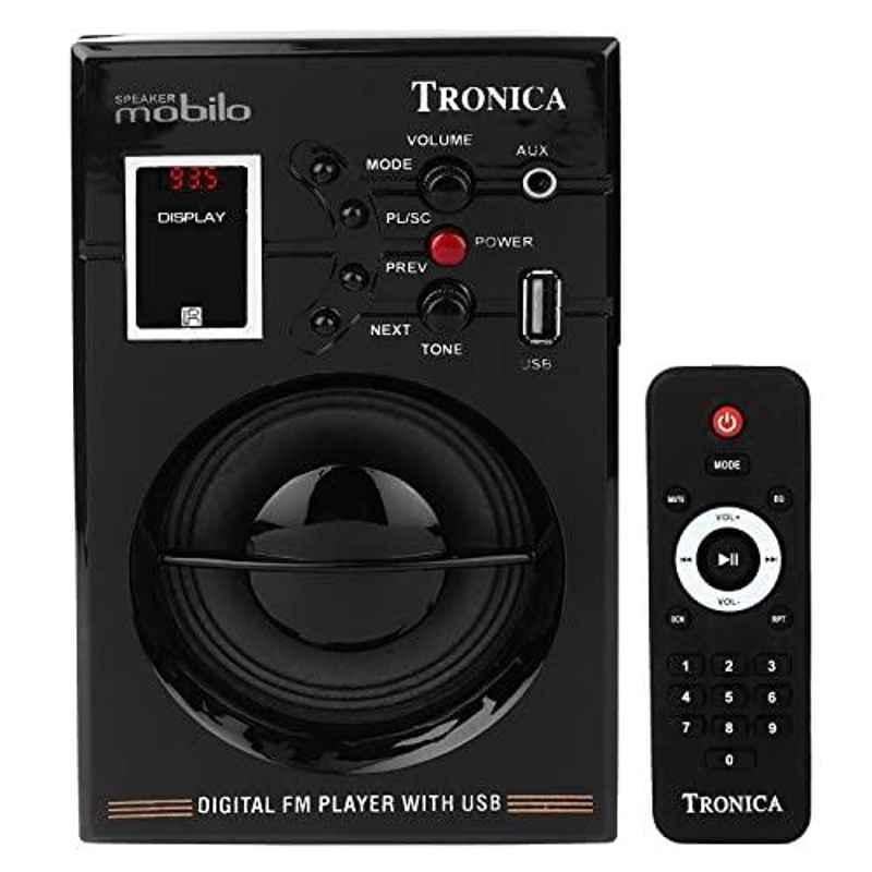 Tronica Mobilo Black Mp3/Fm Player & Speaker with Rechargeable Battery