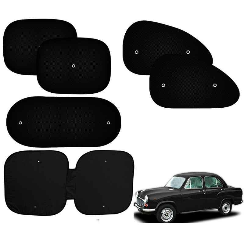 Auto Pearl 6 Pcs PVC & Mesh Black Window, Front & Rear Sun Shade Set for Hindustan Motors Ambassador