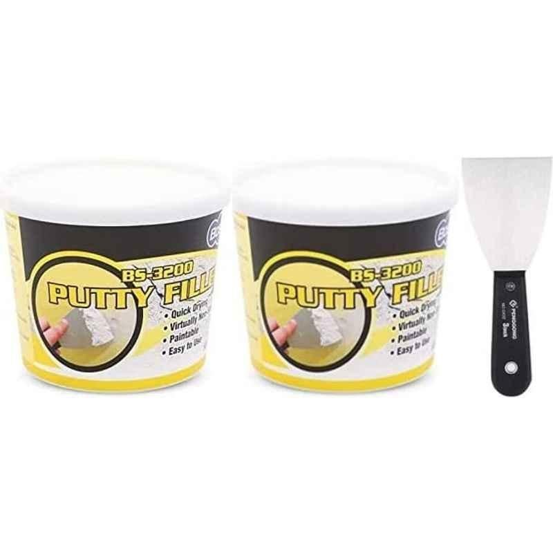 Bossil 500g All-Purpose Quick Drying Putty Filler with 2 inch Scrapper (Pack of 2)