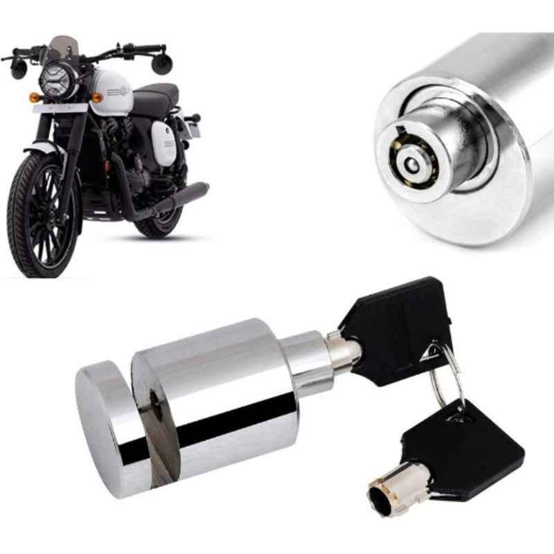 Auto Pearl Stainless Steel Silver Heavy Duty Anti Theft Motorcycle Disc Brake Lock, Lock-256