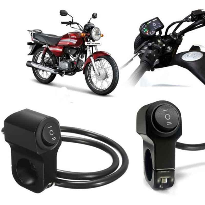 Auto Pearl 12V Aluminium Alloy Black Motorcycle Handlebar Headlight Switch for HF Dawn