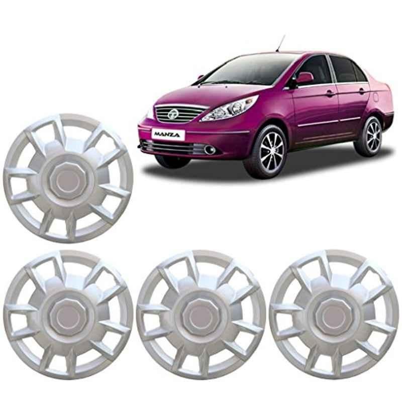 Auto Pearl 4 Pcs 15 inch ABS Silver Wheel Cover Set for TATA Manza