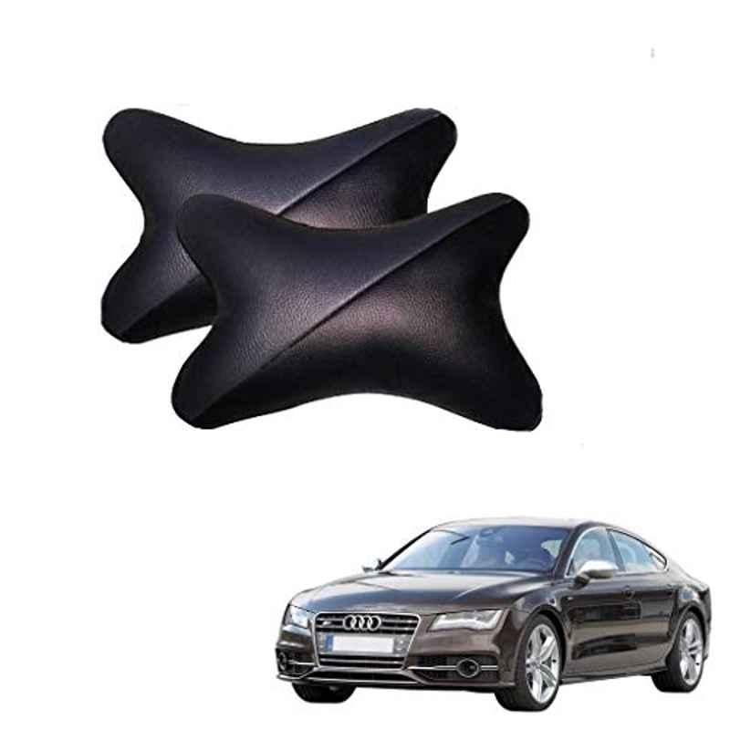 Kozdiko 2 Pcs Memory Foam Grey & Black Car Neck Rest Cushion Pillow Set for Audi NA