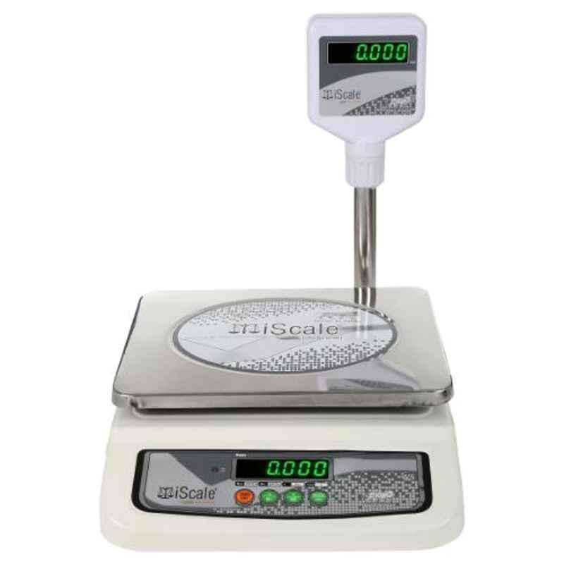 iScale i-05 20kg and 1g Accuracy Off-White Electronic Chargeable Weighing Scale with Pole and Green Colour Display